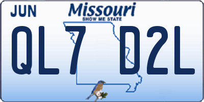 MO license plate QL7D2L
