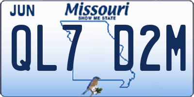 MO license plate QL7D2M
