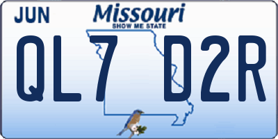 MO license plate QL7D2R