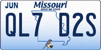 MO license plate QL7D2S
