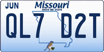 MO license plate QL7D2T