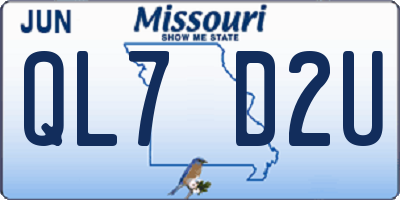 MO license plate QL7D2U