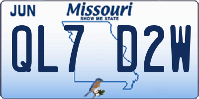 MO license plate QL7D2W