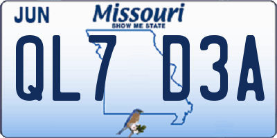 MO license plate QL7D3A