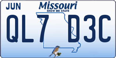 MO license plate QL7D3C