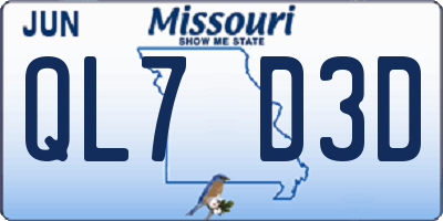 MO license plate QL7D3D