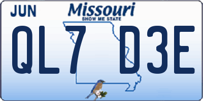 MO license plate QL7D3E