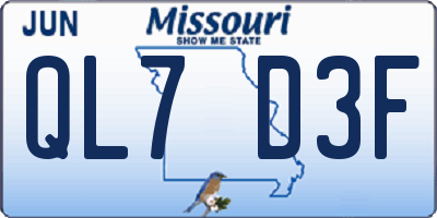MO license plate QL7D3F