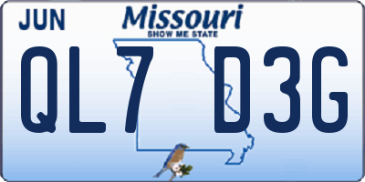 MO license plate QL7D3G