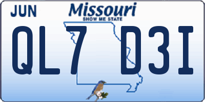 MO license plate QL7D3I