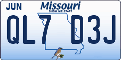MO license plate QL7D3J