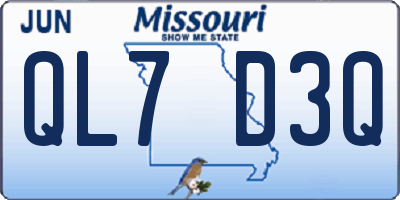 MO license plate QL7D3Q