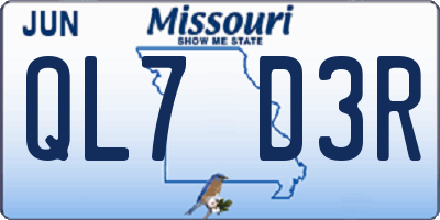 MO license plate QL7D3R