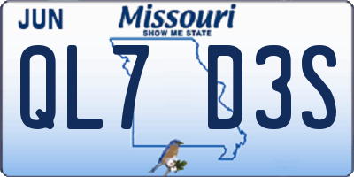 MO license plate QL7D3S