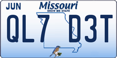 MO license plate QL7D3T