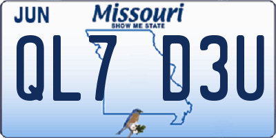 MO license plate QL7D3U