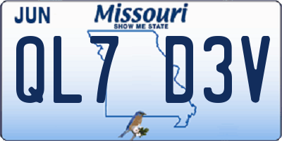 MO license plate QL7D3V