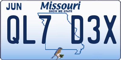 MO license plate QL7D3X