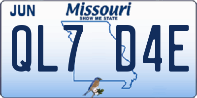 MO license plate QL7D4E