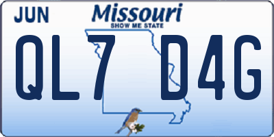 MO license plate QL7D4G