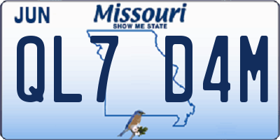 MO license plate QL7D4M