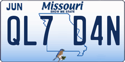 MO license plate QL7D4N