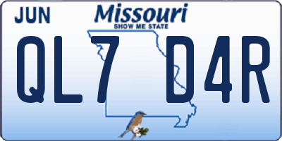 MO license plate QL7D4R
