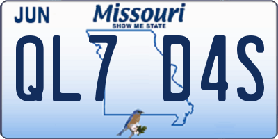 MO license plate QL7D4S