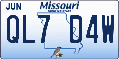 MO license plate QL7D4W