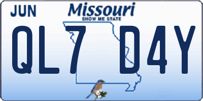 MO license plate QL7D4Y