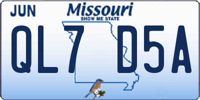 MO license plate QL7D5A