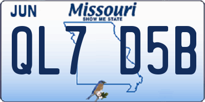 MO license plate QL7D5B