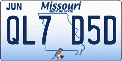 MO license plate QL7D5D