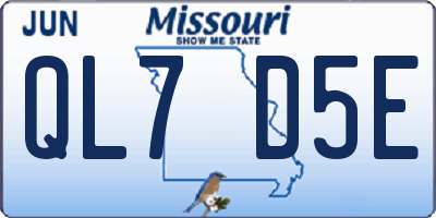 MO license plate QL7D5E