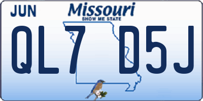 MO license plate QL7D5J
