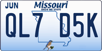 MO license plate QL7D5K