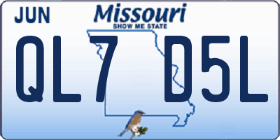 MO license plate QL7D5L