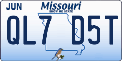 MO license plate QL7D5T