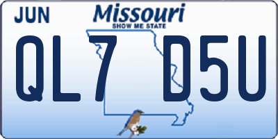 MO license plate QL7D5U