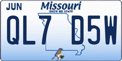 MO license plate QL7D5W