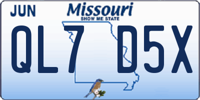 MO license plate QL7D5X