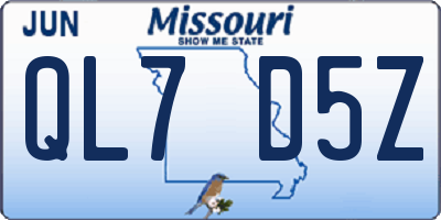 MO license plate QL7D5Z