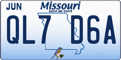 MO license plate QL7D6A