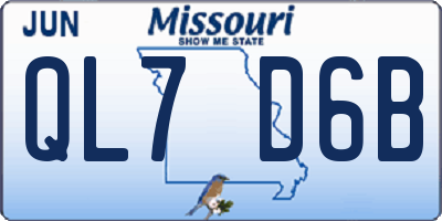 MO license plate QL7D6B