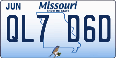 MO license plate QL7D6D