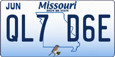 MO license plate QL7D6E
