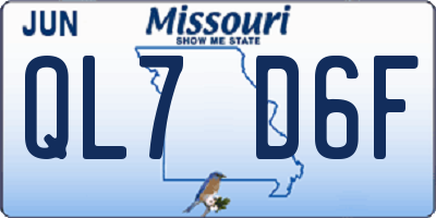 MO license plate QL7D6F