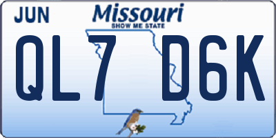 MO license plate QL7D6K