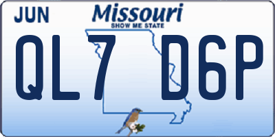 MO license plate QL7D6P