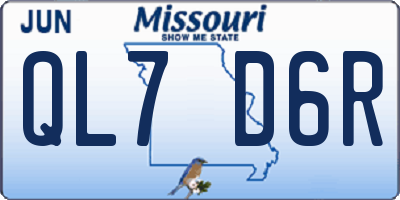 MO license plate QL7D6R